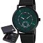 Reloj Marea con Esfera Verde y Correa Negra – Set Elegante con Cartera de Regalo